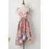 Real time spot Australian light luxury camisole V-neck dress with heavy stitching lace irregular print holiday dress