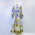 Real time spot European trend exquisite print single breasted button lotus leaf hem back elastic waist dress with pockets