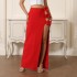 European and American cross-border new fashionable three-dimensional flower bandage skirt sexy split party skirt long