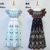 Real time spot temperament long dress, new flower embroidery hollow out one piece collar ruffle edge slim fit dress, mid length skirt