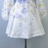 Real time stock of 2025 spring and summer new RTW violet flower pattern single breasted buckle with belt fashionable dress