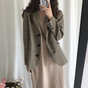 2019 New Spring Clothing Korean Edition British Style Long Sleeve Jacket Female Style Versatile Casual Internet Celebrity Small Suit Trend