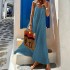 FD1007 spot cross-border women's clothing 2022 summer new item suspender backless beach bohemian cotton and linen dress