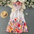 European and American retro court style niche design high-end shirt skirt sleeveless waist cinching slimming floral large swing dress