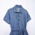 Foreign trade 2024 summer new women's clothing European and American style spliced short sleeved denim short dress 2553046