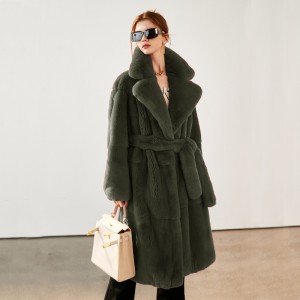 2023 new season new warm suit big lapel waist collection fur women's long coat plush European and American coat women's clothing