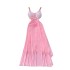 Evening Dress Women's New High end Elegant Dress Female Sexy Lace V-neck Waist Strap Mesh Long Dress