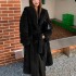 2022 new fashionable autumn and winter fur coat women's hooded casual European and American coat with waist cinching temperament to cover the stomach