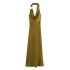 Foreign Trade 2024 Summer New Women's Wear Hanging Neck Neck Silk Texture Hanging Neck Midi Long Dress 9878157