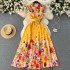 European and American retro court style niche design high-end shirt skirt sleeveless waist cinching slimming floral large swing dress