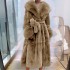 2022 autumn and winter big fur collar fashionable fur coat for women, medium to long, thick, European and American temperament, loose casual coat