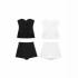 2024 Women's Silk Texture Splicing Tight Top 8881593+Split Splicing Skirt Pants Set 2287595