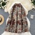 Retro Heavy Industry Little Bear Jacquard High Waist Half Skirt for Women 2024 Winter French slimming A-line pleated umbrella skirt