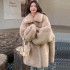 2023 autumn and winter imitation wool fur coat women's coat fashionable loose casual thick medium long style big collar trend