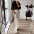 In stock 2024 autumn and winter new European and American women's clothing cross-border women's fashion personality straight leg pants contrasting color trousers