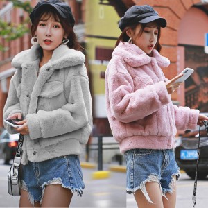 New fur inspired short jacket for women's casual and fashionable Korean version, with plush fur rabbit and warm jacket