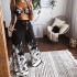 FD191 spot 2024 summer cross-border women's printed strapless top, loose wide leg pants two-piece set