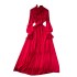 Long sleeved dress for women in spring 2024, new French retro elegant bow tie tie, waist cinching, big swing chiffon skirt