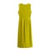 Foreign trade 2024 summer new women's solid color pullover round neck sleeveless side pleated decorative MIDI dress