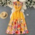 European and American retro court style niche design high-end shirt skirt sleeveless waist cinching slimming floral large swing dress