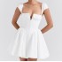 European and American wholesale 2024 autumn new white small V-neck dress, backless sexy short skirt