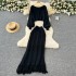 Gentle style and age reducing wear two piece female autumn and winter pullover head long sleeve short Fried Dough Twists sweater knitting tassel skirt