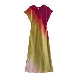 2023 Spring New European and American Style Elegant and Comfortable Versatile Slim Fit Tie dye Printed Dress