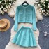 Light luxury socialite age reducing outfit, small fragrance style set, women's knitted cardigan, short and versatile half skirt, two-piece skirt set