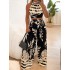 LN1146 in stock 2024 spring/summer new cross-border women's fashion temperament printed hanging neck backless straight leg pants two-piece set