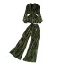 Light mature style, high-end feeling, tied waist, soft and sticky velvet long sleeved shirt, two-piece set, women's autumn high waist wide leg pants