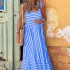 FD1060 in stock 2023 summer new cross-border women's clothing fashion temperament loose long skirt striped casual dress