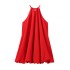 2024 Summer New Product European and American Cross border Women's Wear Neck Hanging Design Sense Solid Color Short Dress 4437061