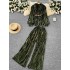 Light mature style, high-end feeling, tied waist, soft and sticky velvet long sleeved shirt, two-piece set, women's autumn high waist wide leg pants