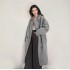 2024 new autumn and winter European and American granular velvet coat with feminine temperament, featuring a lapel and knee length eco-friendly fur coat for women