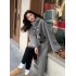 2024 new autumn and winter environmentally friendly lamb fur coat, fur coat, women's knee length hooded fashion, European and American