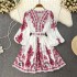 FD1294 in stock 2023 spring new cross-border women's fashionable V-neck long sleeved Bohemian printed dress