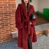 2022 new fashionable autumn and winter fur coat women's hooded casual European and American coat with waist cinching temperament to cover the stomach