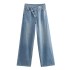 Foreign trade 2024 autumn new jeans women's retro high waisted design straight leg wide leg pants 8197232