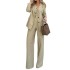 In stock 2024 autumn/winter new cross-border women's fashion temperament solid color vest suit wide leg pants three piece set