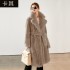 2023 new season new warm suit big lapel waist collection fur women's long coat plush European and American coat women's clothing