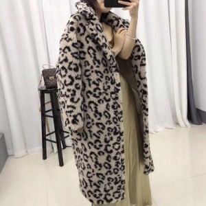 2021 new casual European and American sheep shearing fur coat for women, medium to long leopard print fashion fur coat, trendy winter