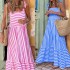 FD1060 in stock 2023 summer new cross-border women's clothing fashion temperament loose long skirt striped casual dress