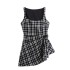 Foreign trade 2024 winter new women's European and American style fashionable and sexy outfit with side decoration plaid sleeveless dress 9366065