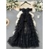 Light luxury rebellious heiress style high-end suspender jumpsuit with sequins and mesh design, super fairy and socialite long skirt