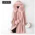 New autumn and winter coat, fur coat, women's mid to long style, slimming effect, foreign trade Korean version, trendy imitation fox fur collar, plus size set