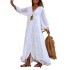 FD536 in stock 2024 cross-border women's summer and autumn bohemian solid color V-neck loose long sleeved cotton and linen dress