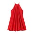 2024 Summer New Product European and American Cross border Women's Wear Neck Hanging Design Sense Solid Color Short Dress 4437061