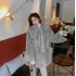 2021 autumn and winter Korean version new hoodie loose faux fur jacket for women, fashionable and stylish, furry and casual, thickened