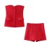 2024 Women's Silk Texture Splicing Tight Top 8881593+Split Splicing Skirt Pants Set 2287595