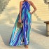 Spot 2024 Summer New Cross border Women's Fashion Printed Hanging Neck Bohemian Medium to Long Beach Dress